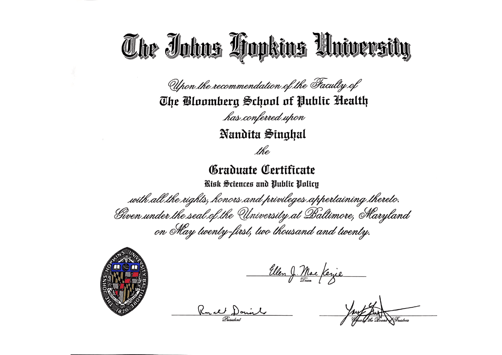 Risk Sciences and Public Policy certificate